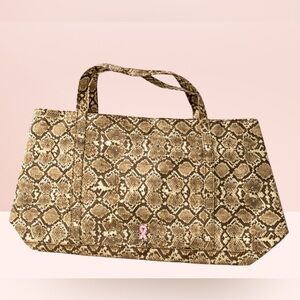 Dana Buchanan Snakeskin Print Canvas Large Tote - Breast Cancer Pink Ribbon Icon